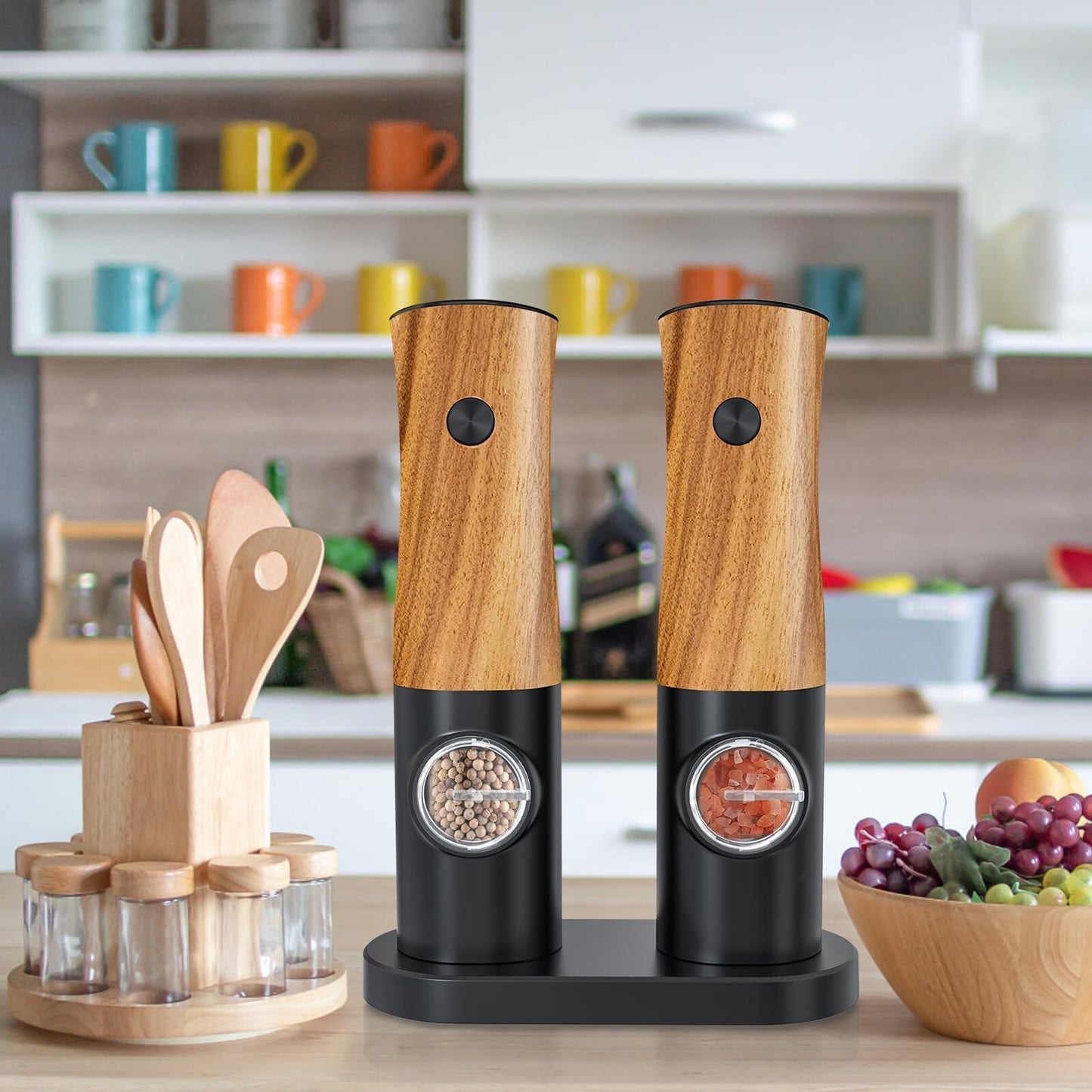 Electric Salt and Pepper Grinder Set - Salt and Pepper Shakers Set Automatic ...