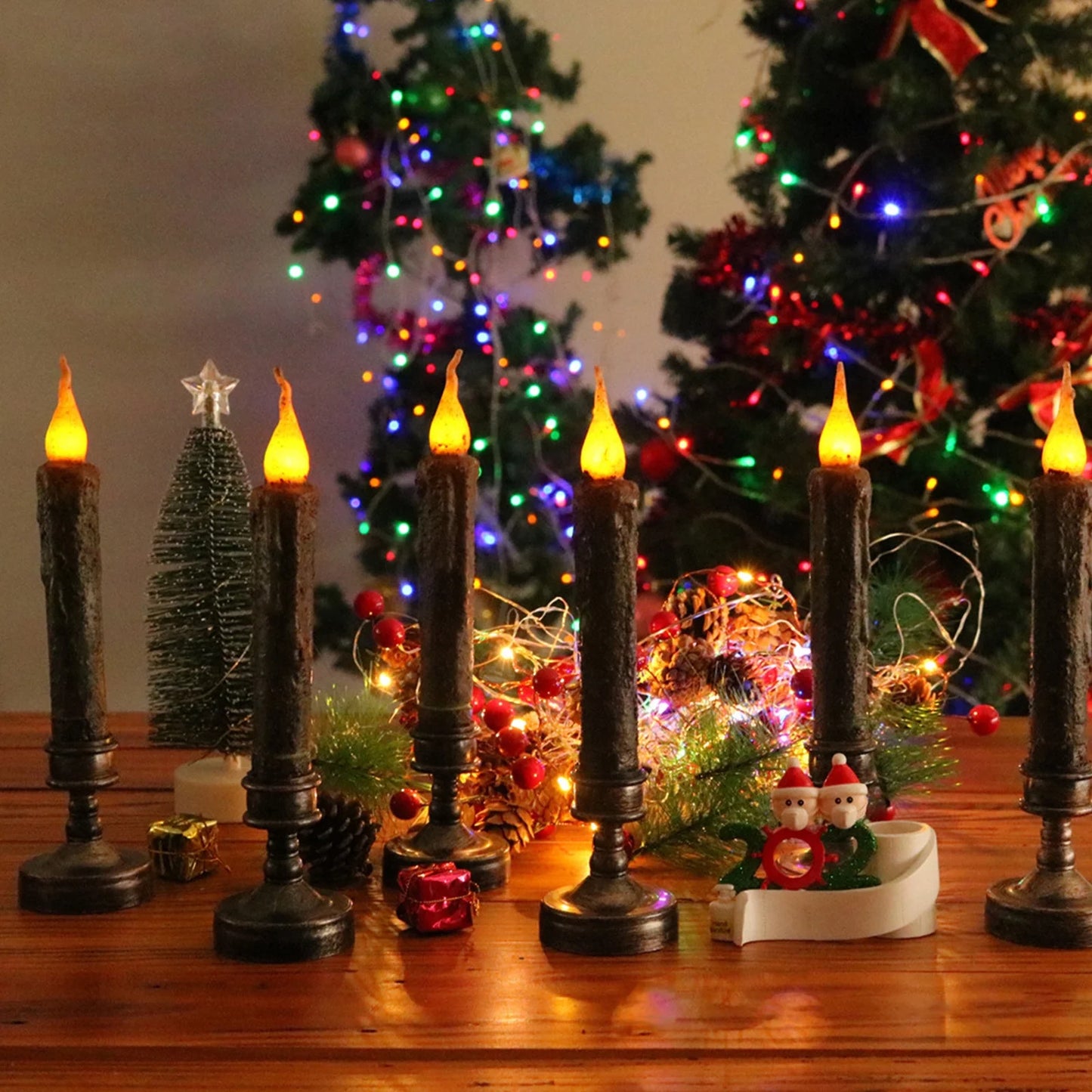 Real Wax Hand Dipped Battery Flame-less Candles for Halloween 6 PC