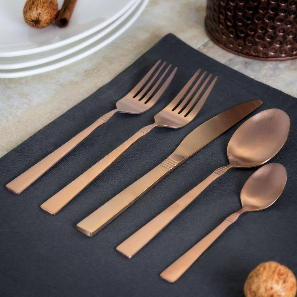 20-Piece Matte Rose Stainless Steel Flatware Set (Service for 4)