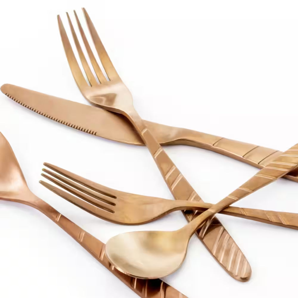 20-Piece Matte Rose Gold Stainless Steel Flatware Set (Service for 4)