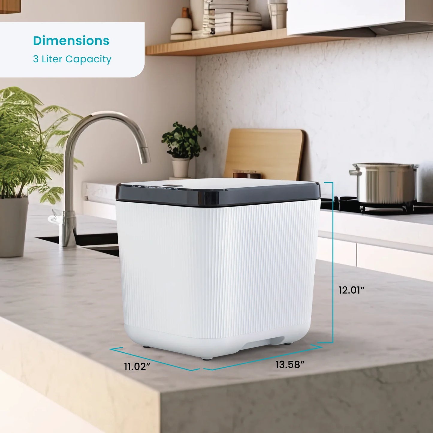 White Kitchen Electric Compost Bin 3L