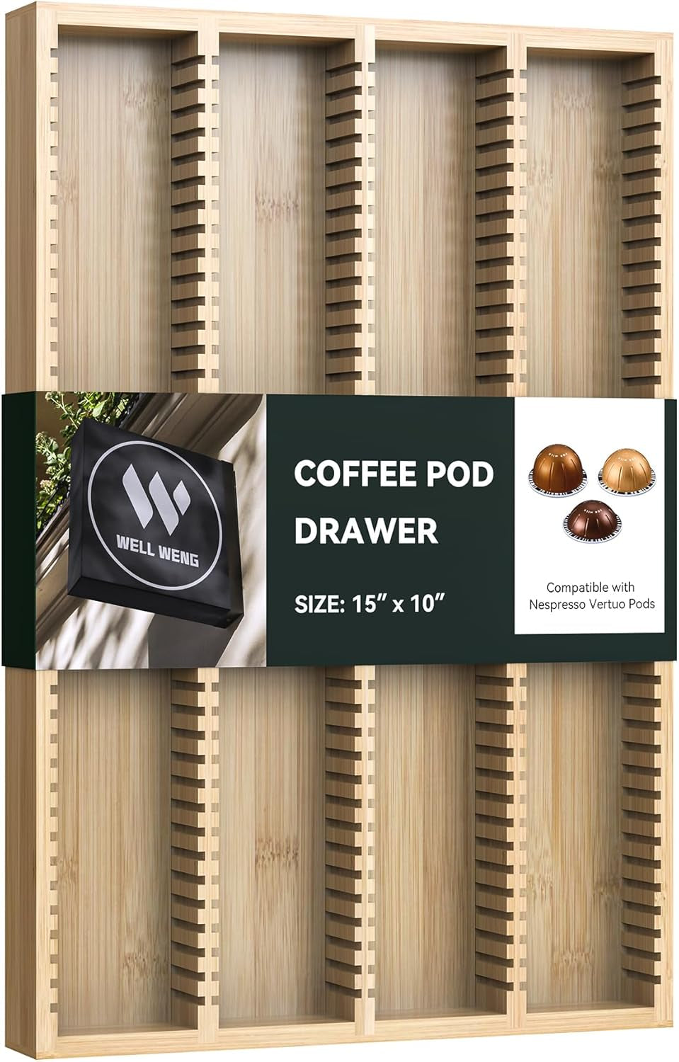 Expandable Bamboo Nespresso Organizer Holder