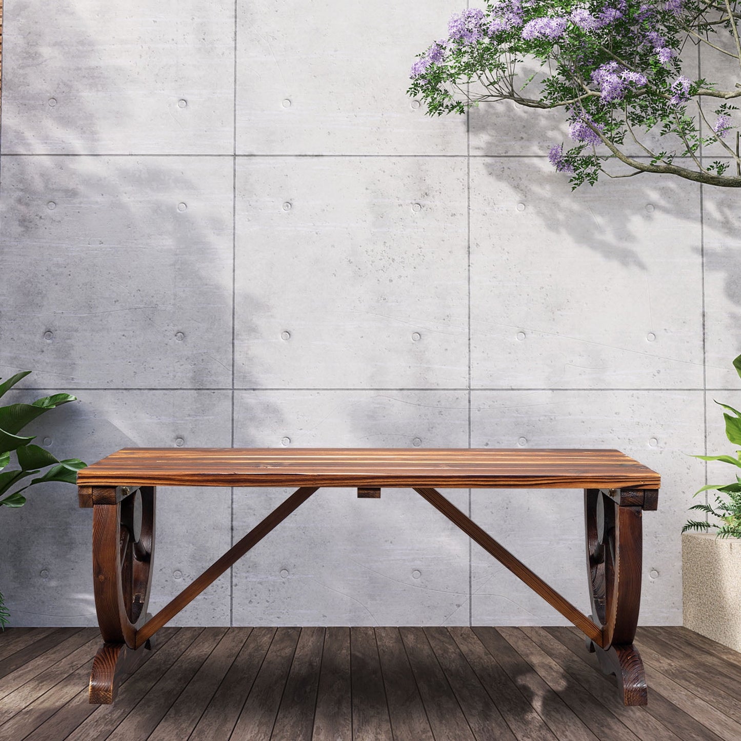 2-Person Rustic Wood Bench
