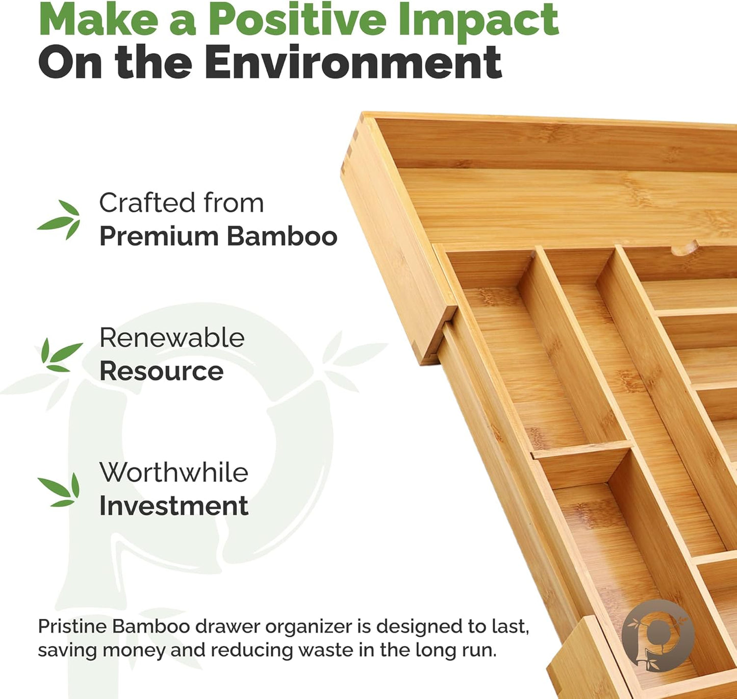 Expandable Bamboo Kitchen Drawer Organizer