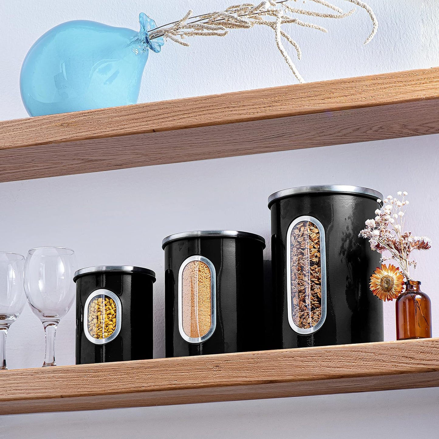 Black Canisters Sets for the Kitchen 3 PC
