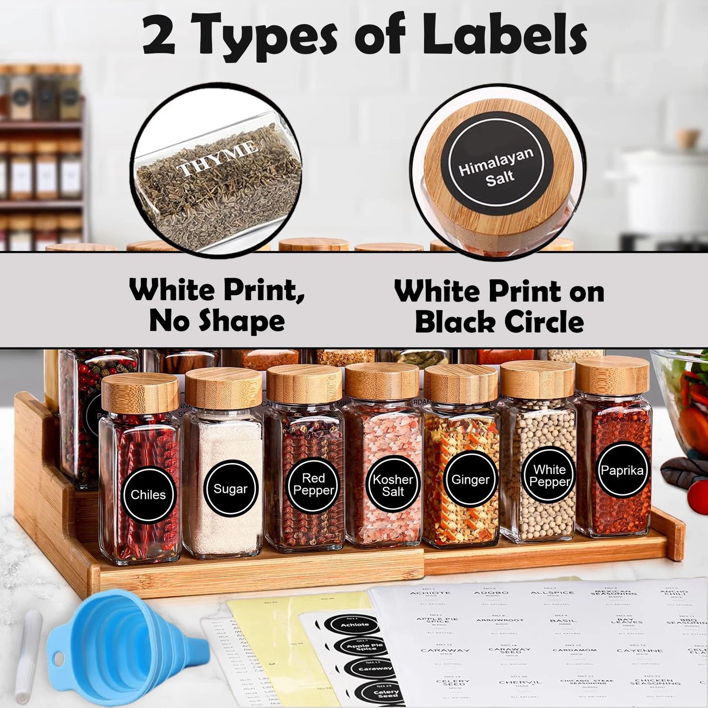 Glass Spice Jars w/ Bamboo Lids 4 Oz
