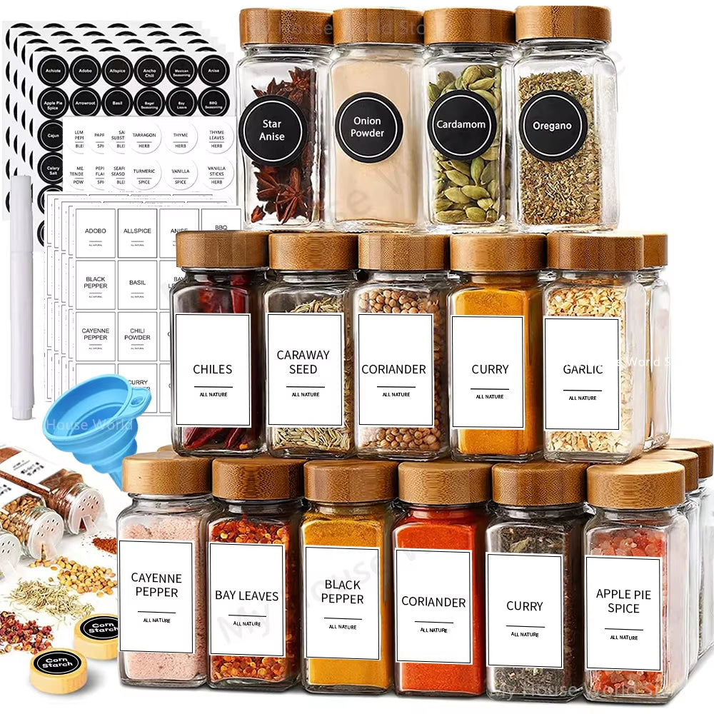 Glass Spice Jars with Bamboo Lids 4 Oz