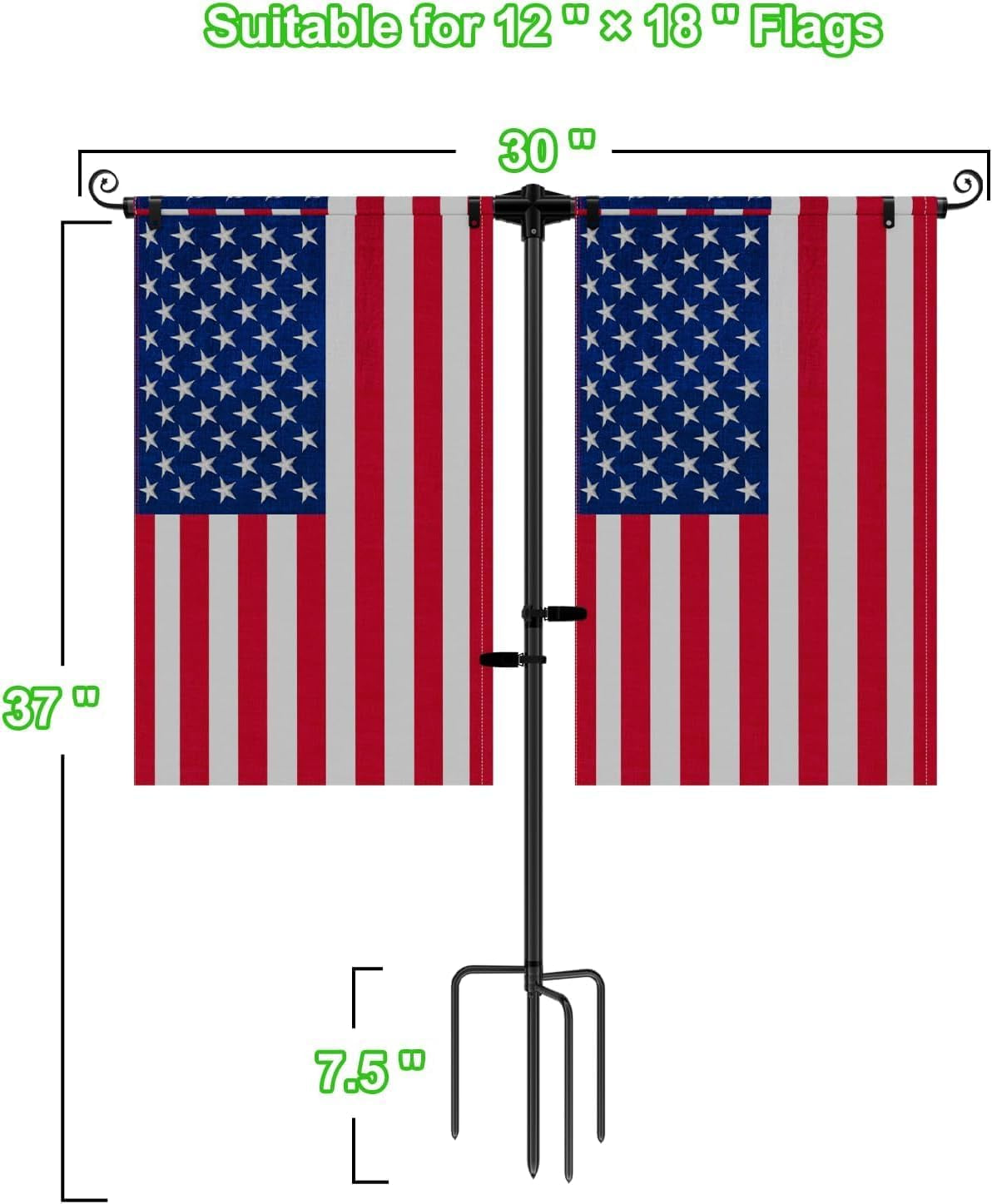Garden Double Flag 4 Prong Stake