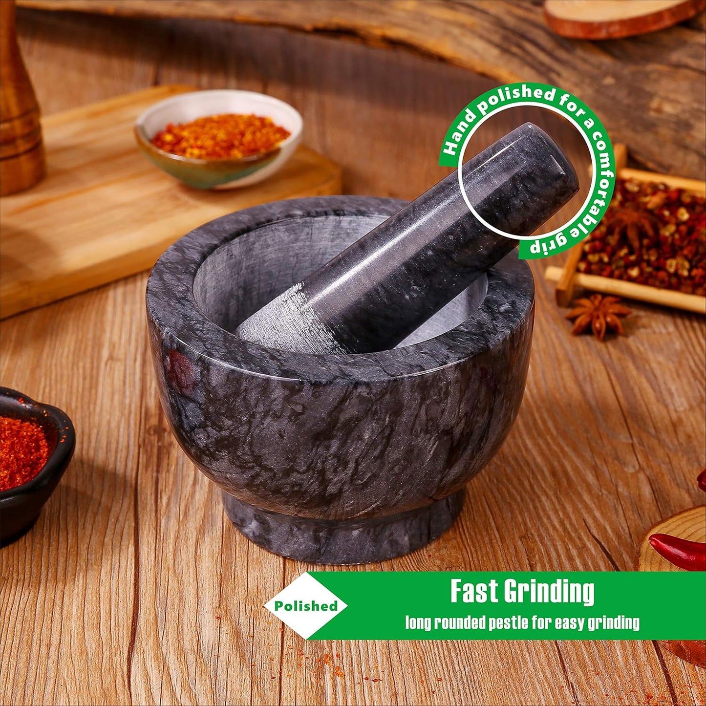 Mortar and Pestle Set Natural Marble