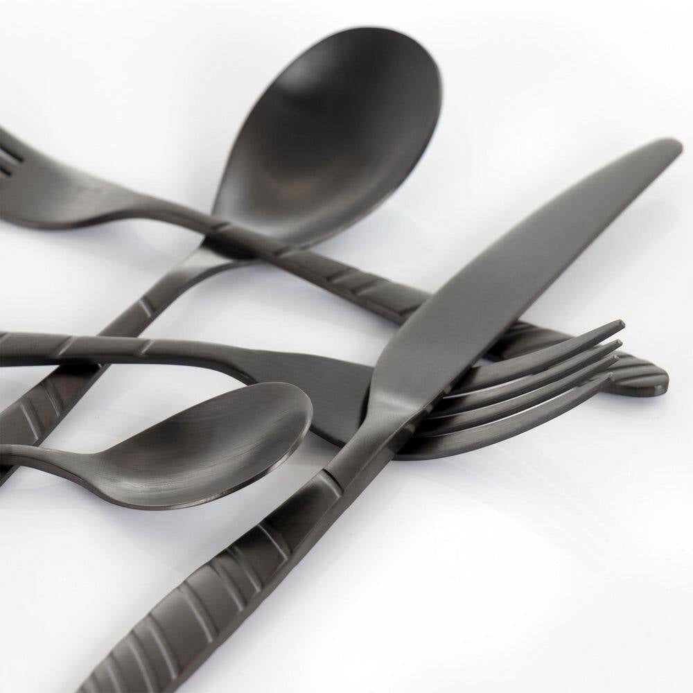 20-Piece Matte Black Stainless Steel Flatware Set (Service for 4)