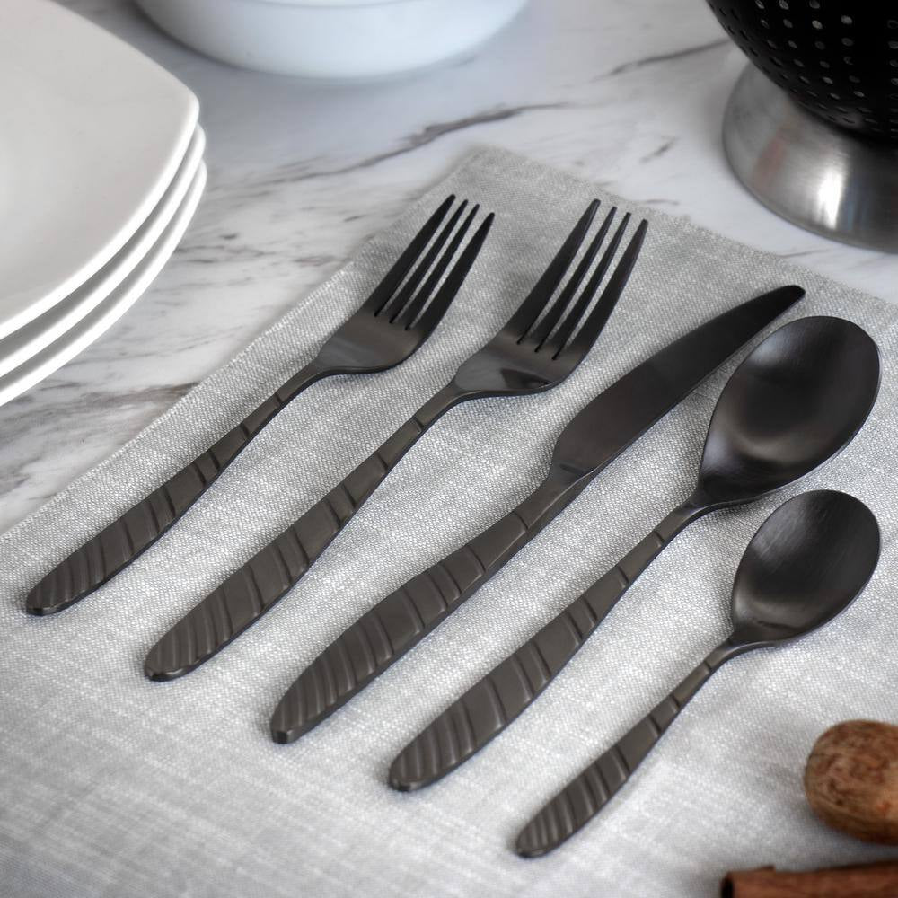 20-Piece Matte Black Stainless Steel Flatware Set (Service for 4)