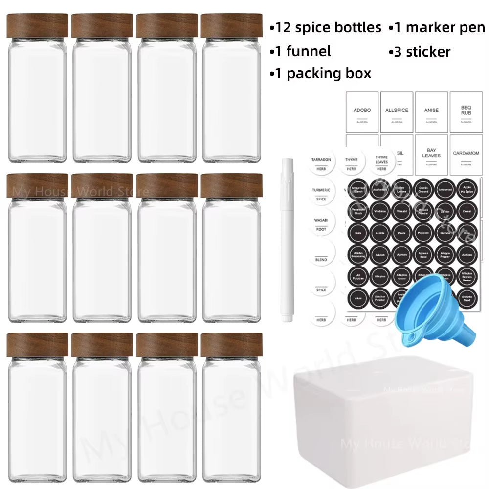 Glass Spice Jars with Bamboo Lids 4 Oz