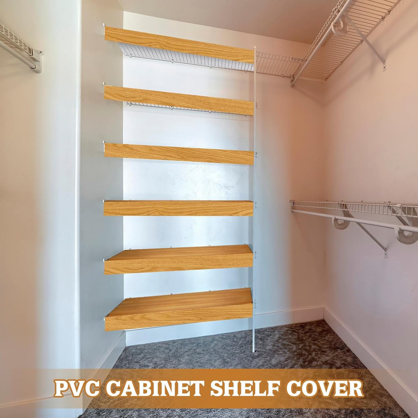 Faux Wood Grain Wire Shelf Covers 5 PC