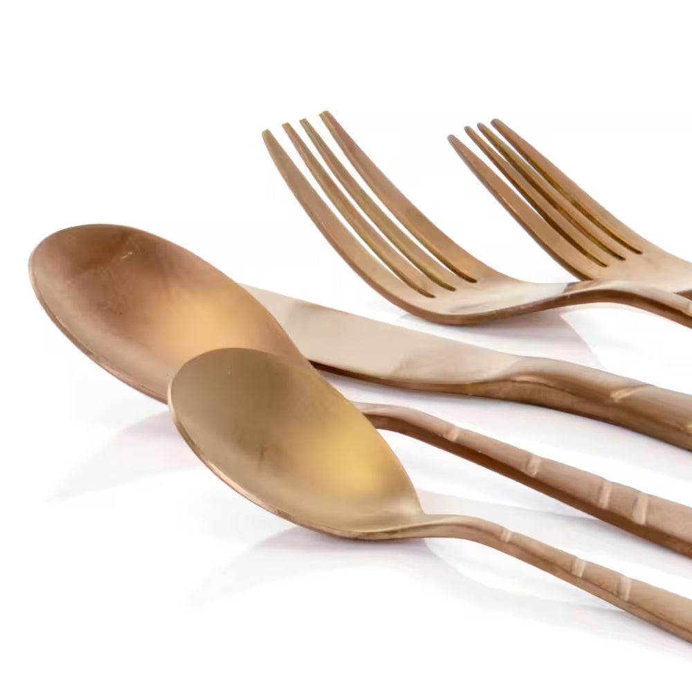 20-Piece Matte Rose Gold Stainless Steel Flatware Set (Service for 4)