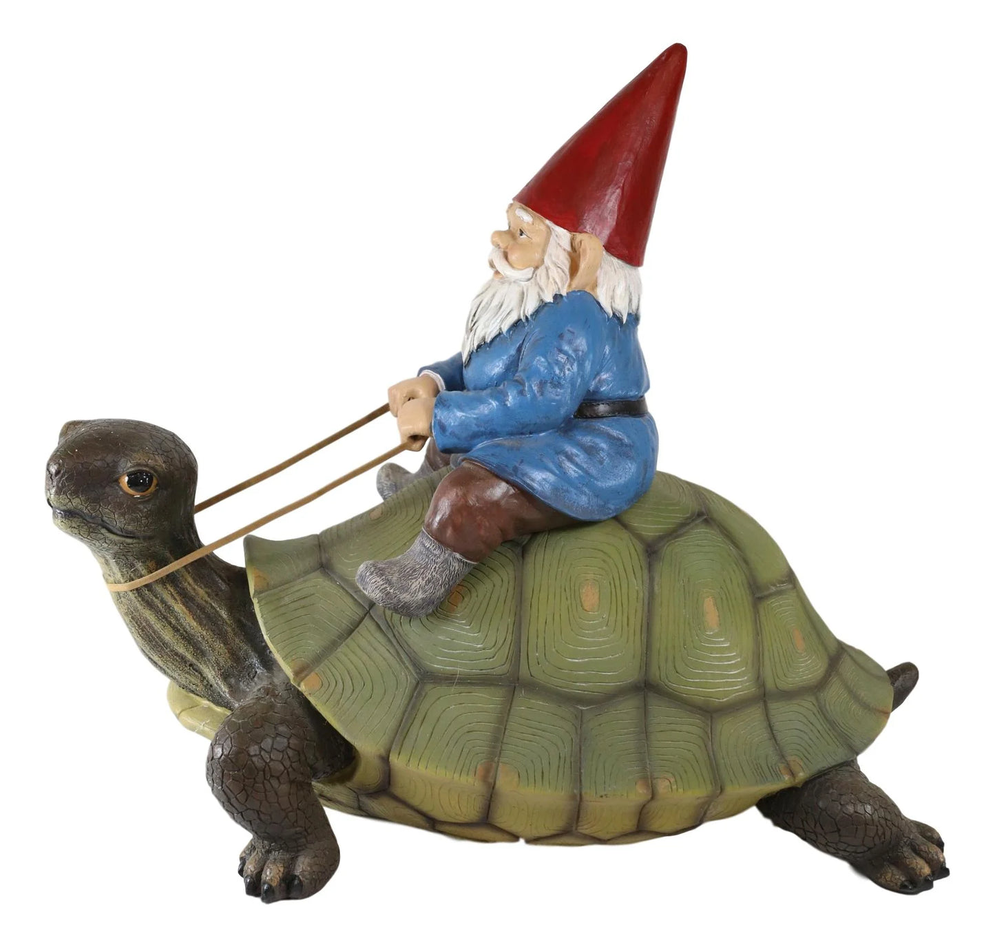 Gnome Riding Giant Turtle Garden Statue 17.25" L