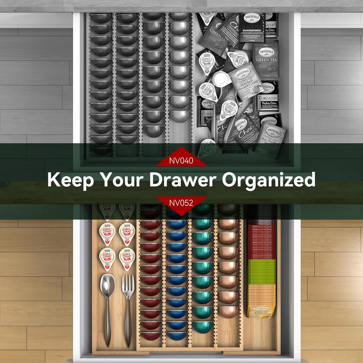 Expandable Bamboo Nespresso Organizer Holder