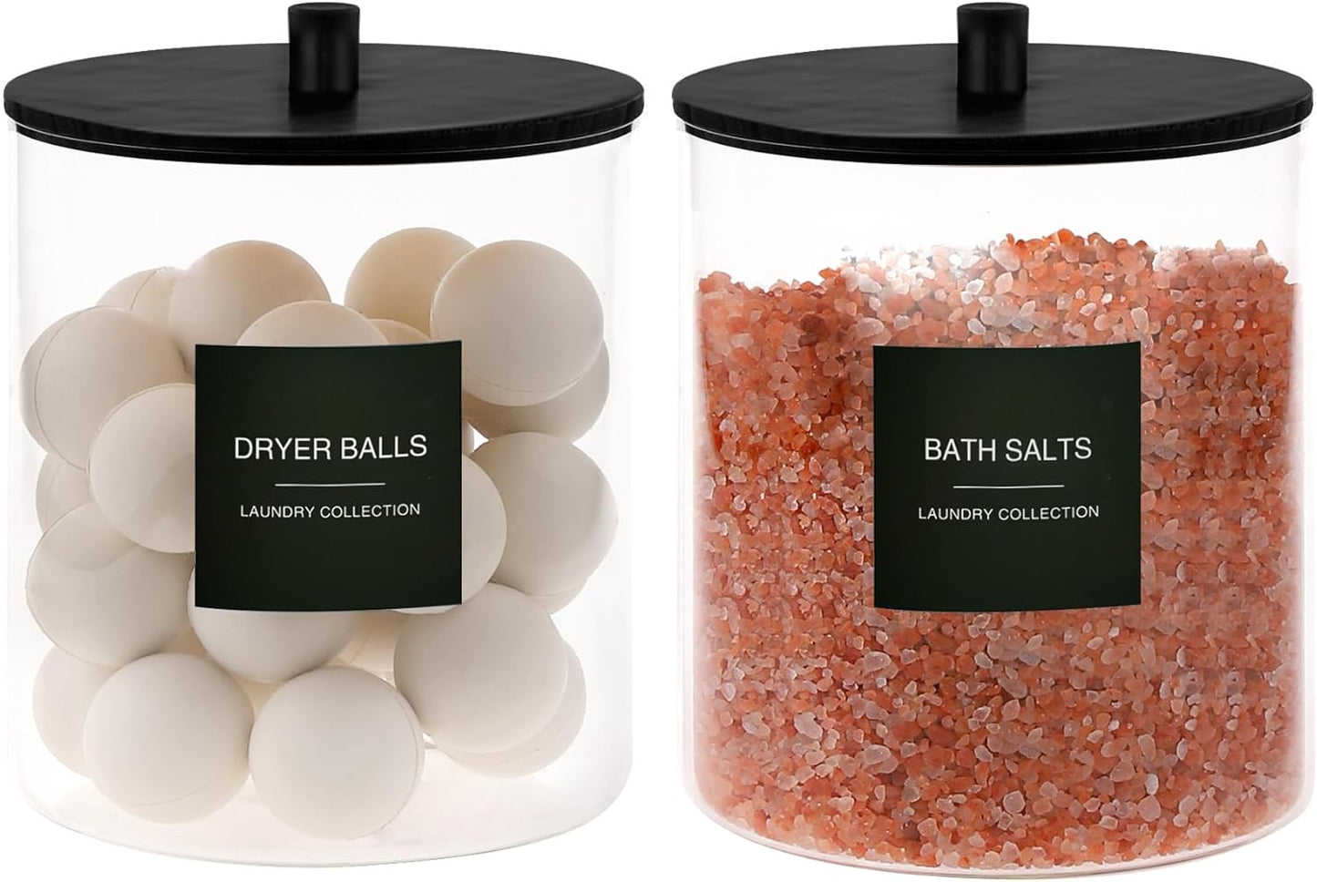 Glass Jars and Acrylic Dryer Sheet Holder W/ Bamboo Lids