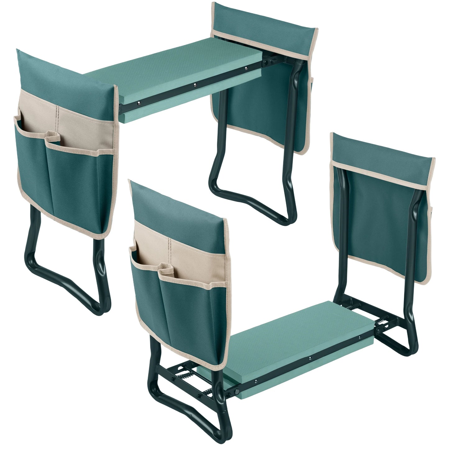 2-In-1 Garden Kneeler & Stool – Folding Bench with EVA Pad & Tool Pouches