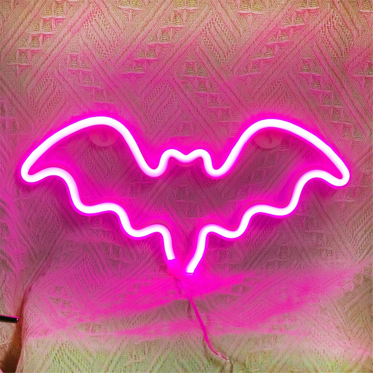 Neon Bat Shaped Wall Hanging Lamp Halloween