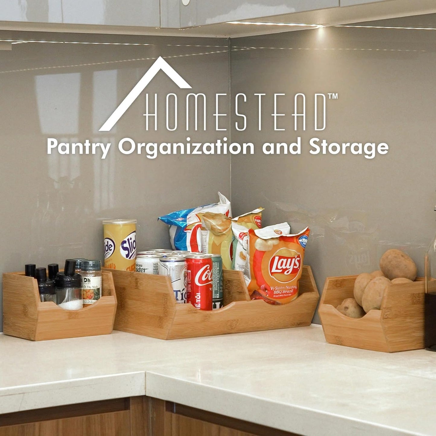 Bamboo Pantry Storage Bins
