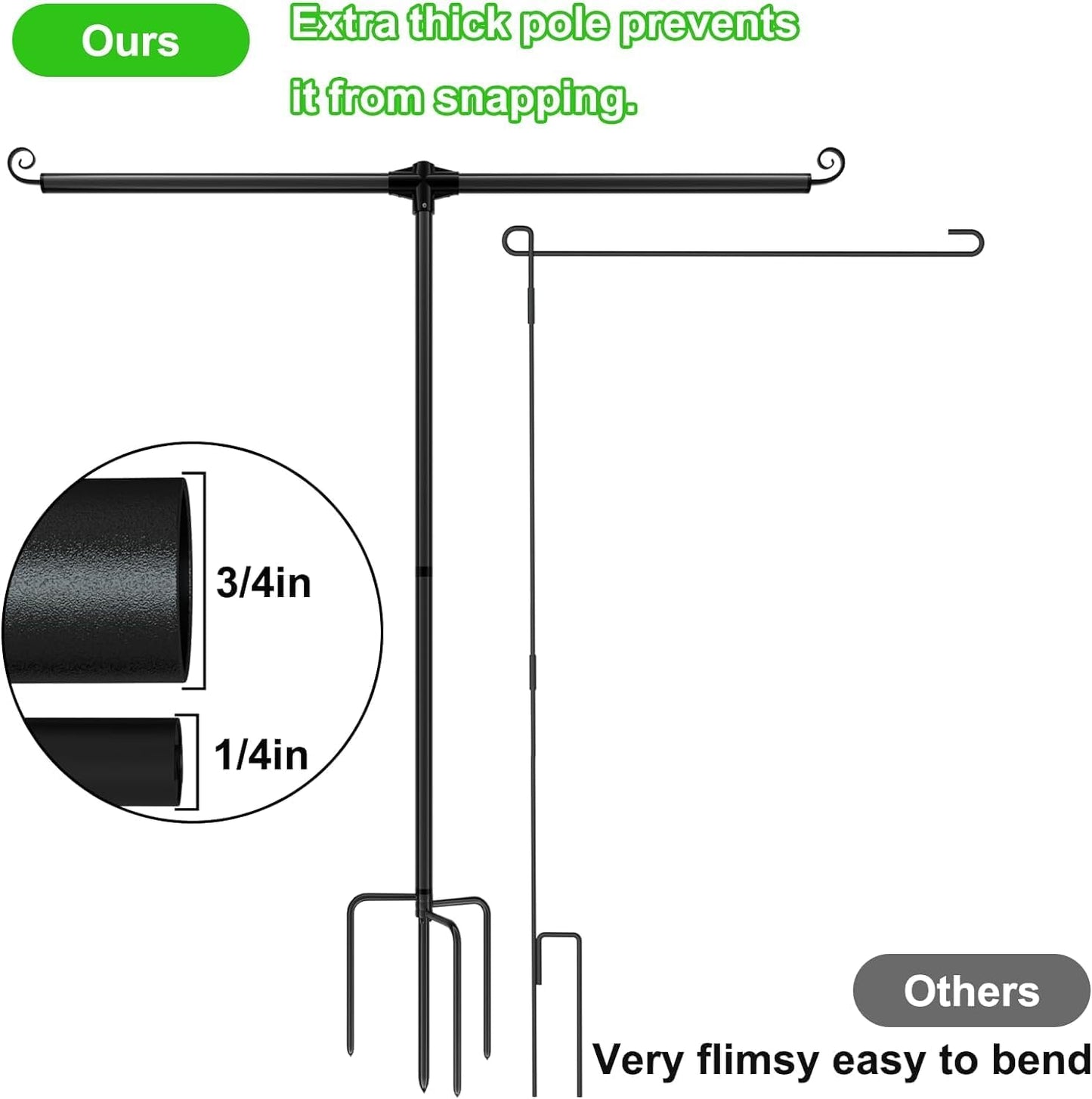 Garden Double Flag 4 Prong Stake