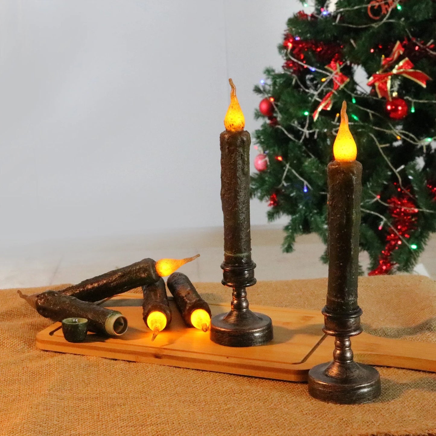 Real Wax Hand Dipped Battery Flame-less Candles for Halloween 6 PC