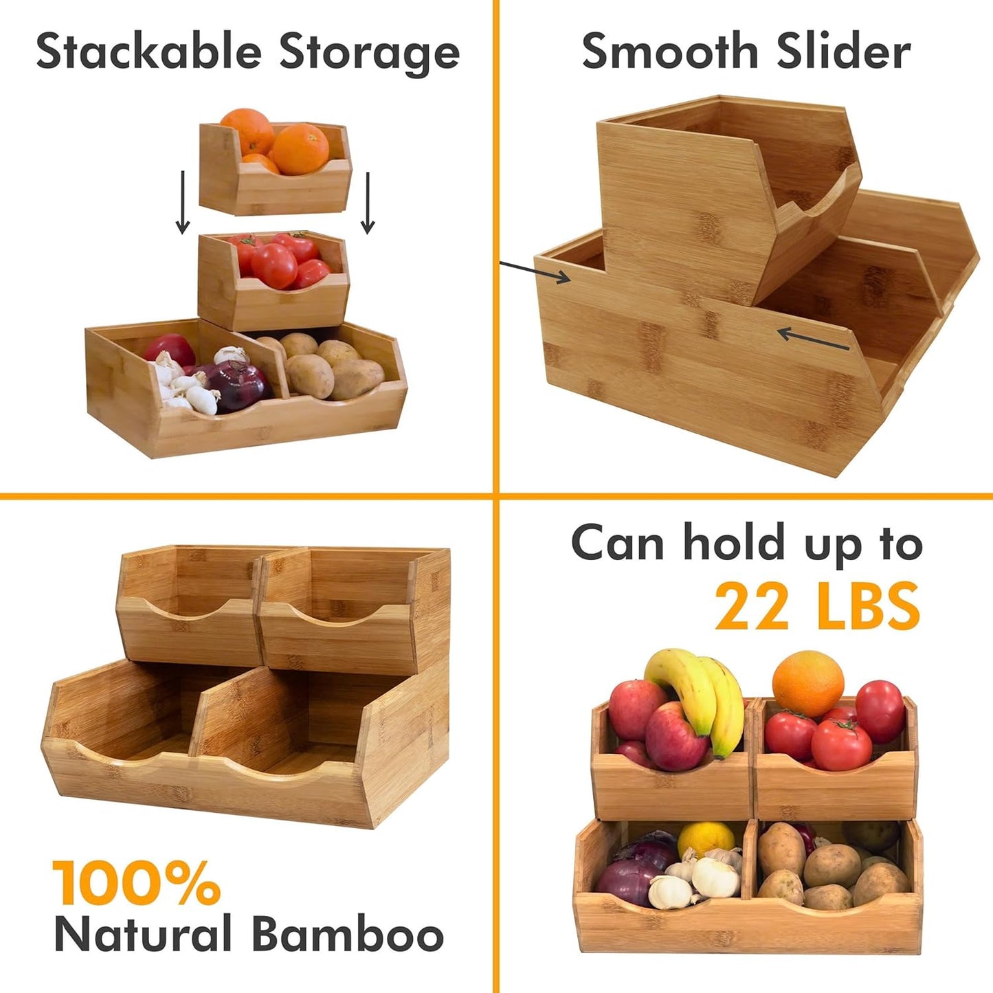 Bamboo Pantry Storage Bins