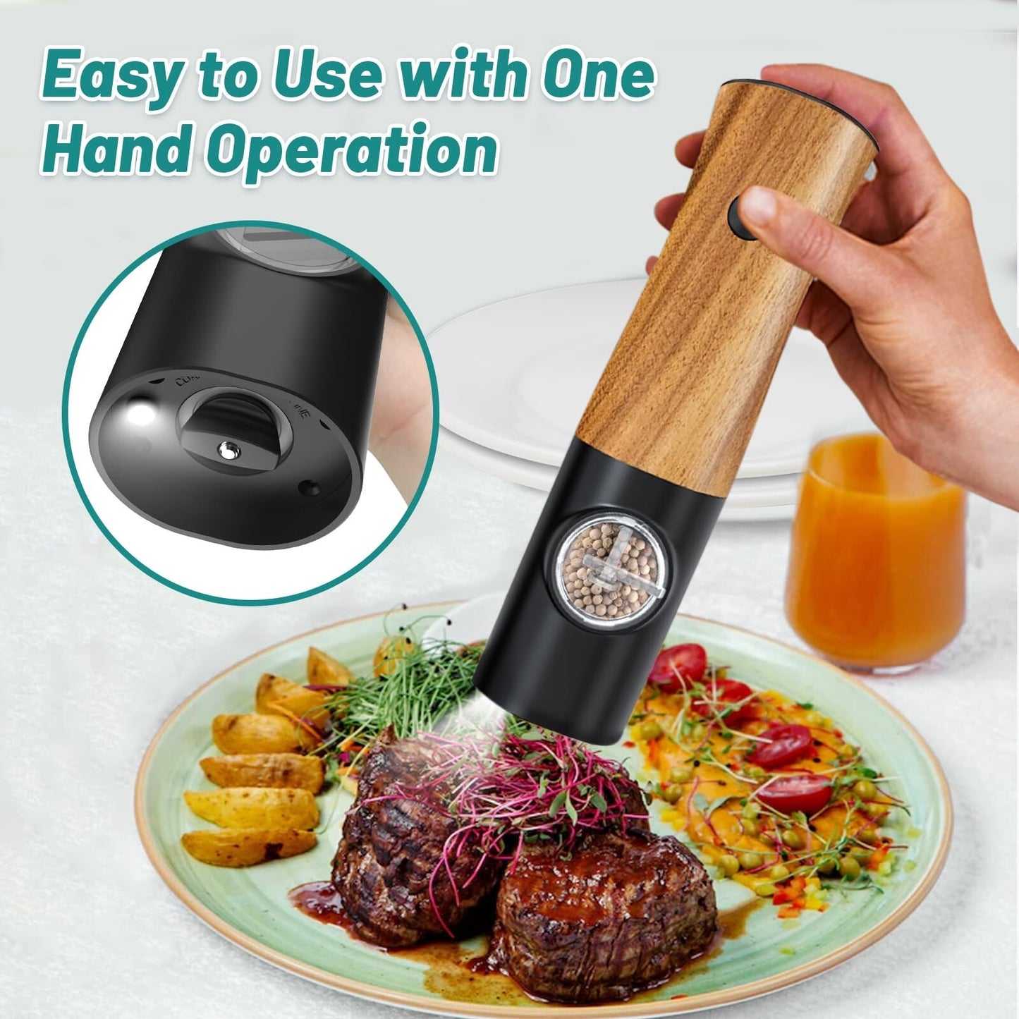 Electric Salt and Pepper Grinder Set - Salt and Pepper Shakers Set Automatic ...