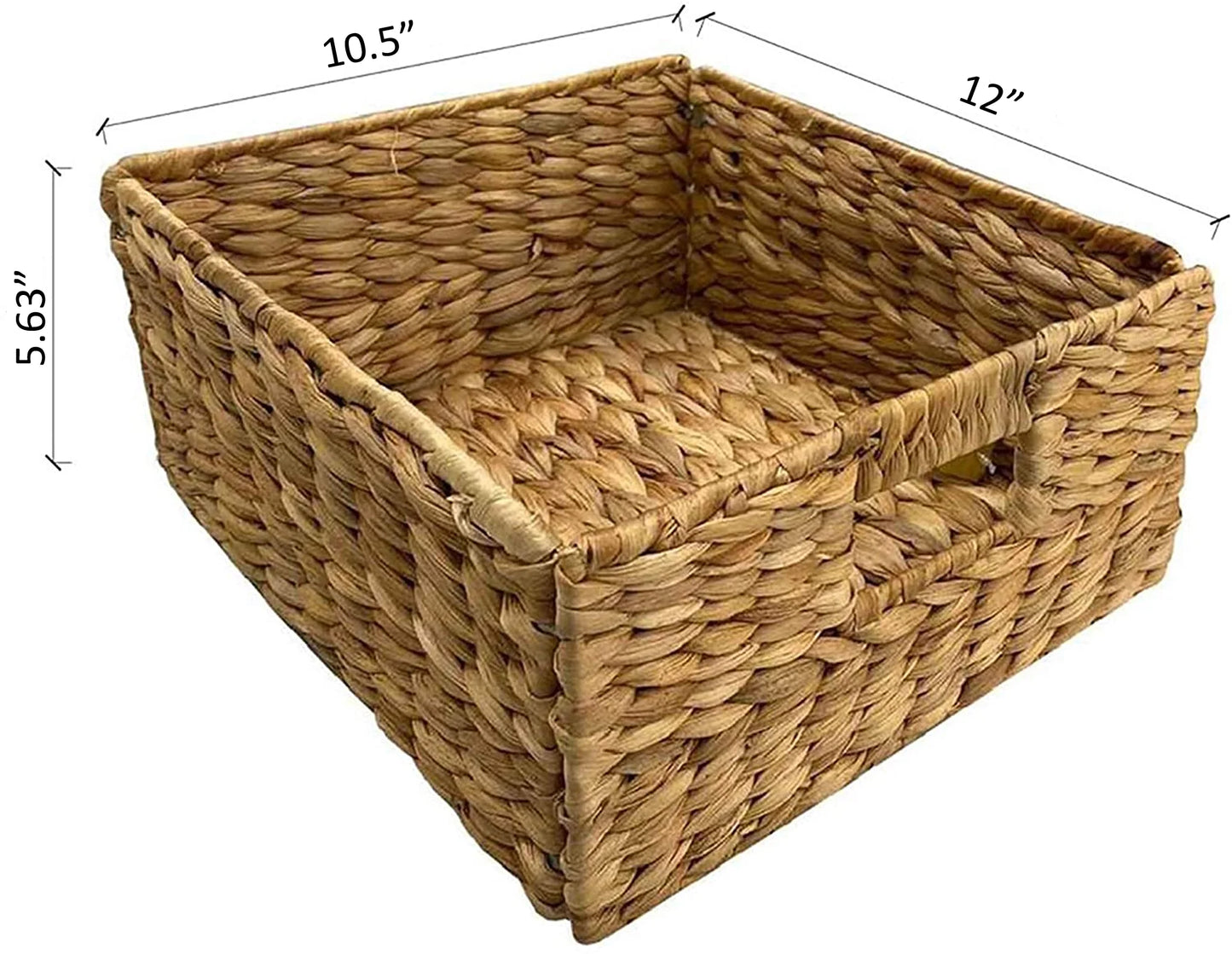3 Tier X-Side End Table Side Table Storage Cabinet with 3 Natural Water Hyacinth Wicker Baskets, White