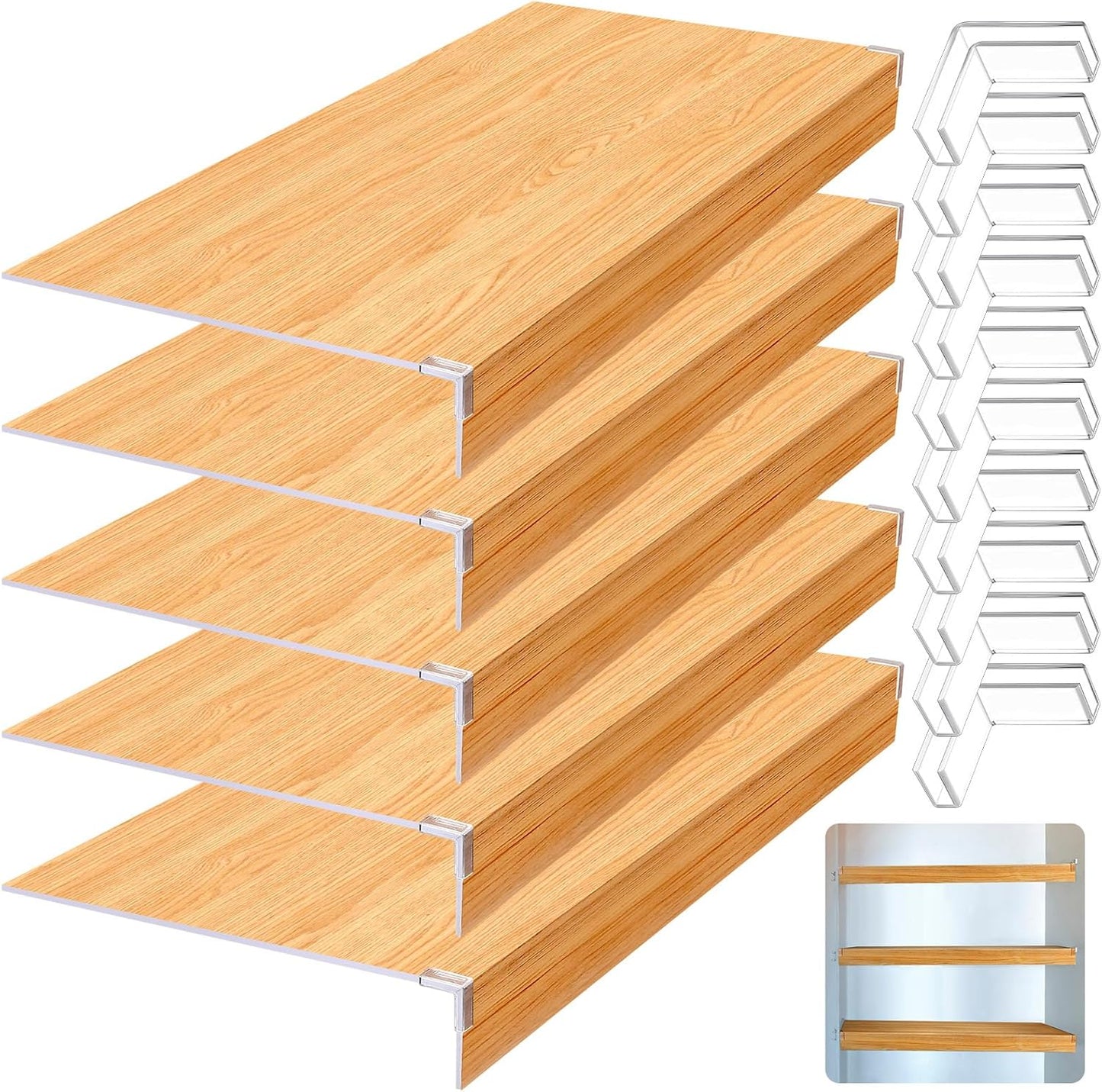 Faux Wood Grain Wire Shelf Covers 5 PC