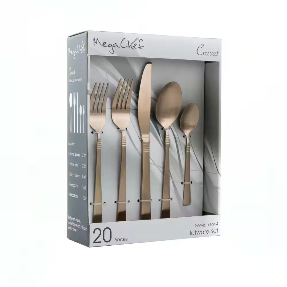 20-Piece Matte Rose Stainless Steel Flatware Set (Service for 4)