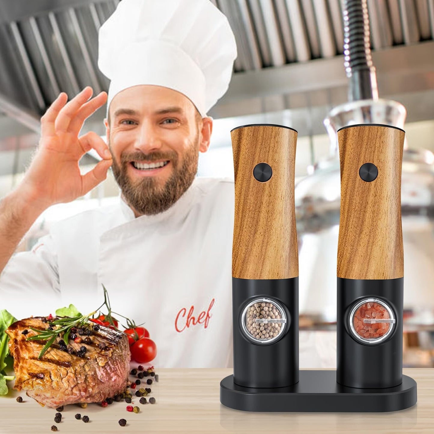 Electric Salt and Pepper Grinder Set - Salt and Pepper Shakers Set Automatic ...