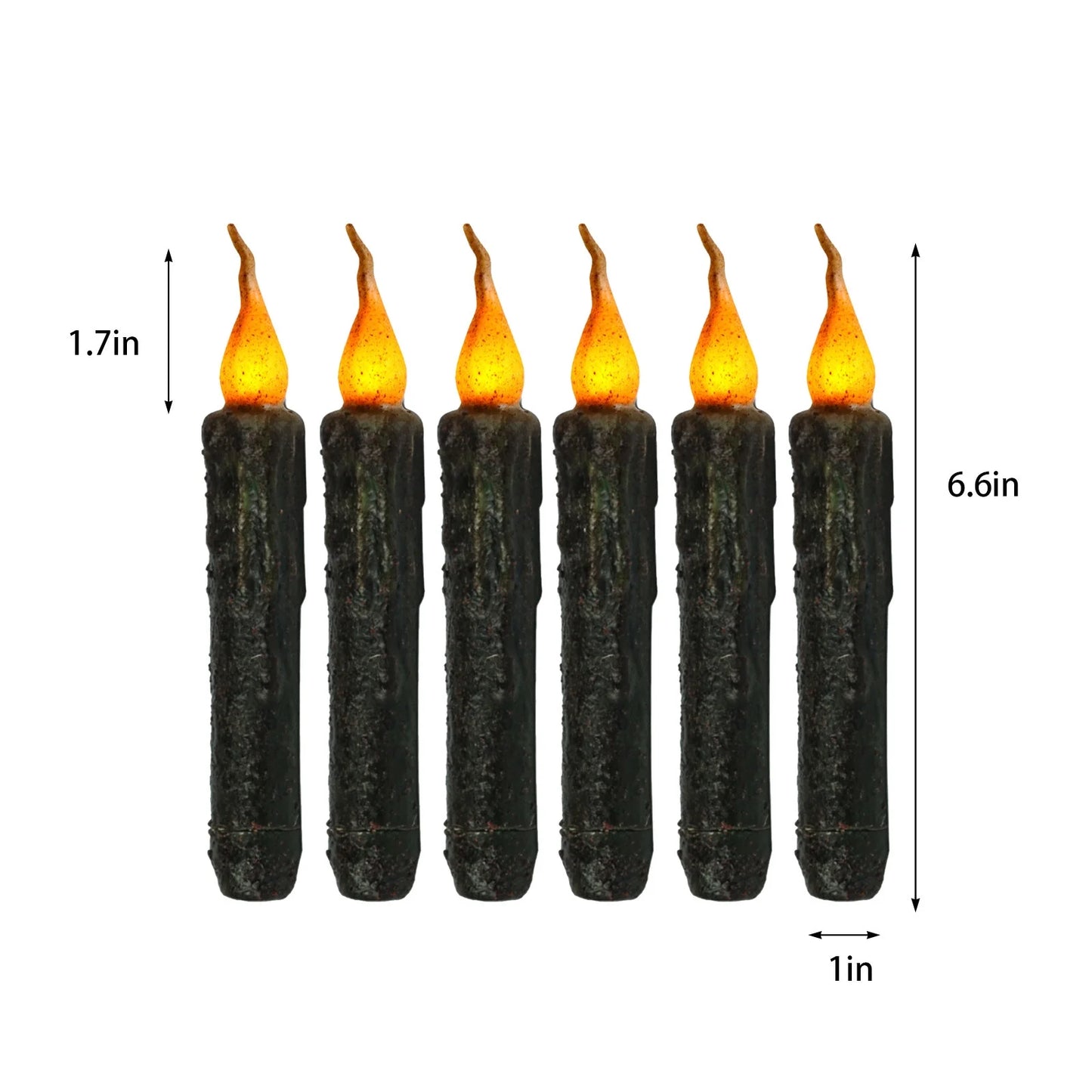 Real Wax Hand Dipped Battery Flame-less Candles for Halloween 6 PC