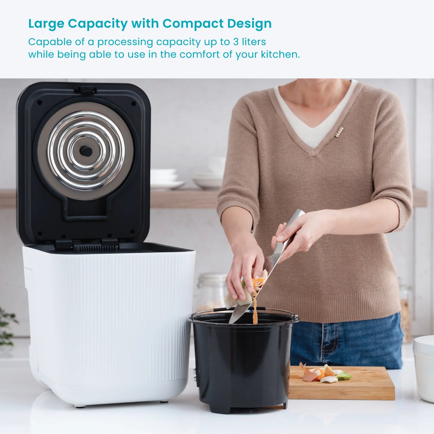White Kitchen Electric Compost Bin 3L
