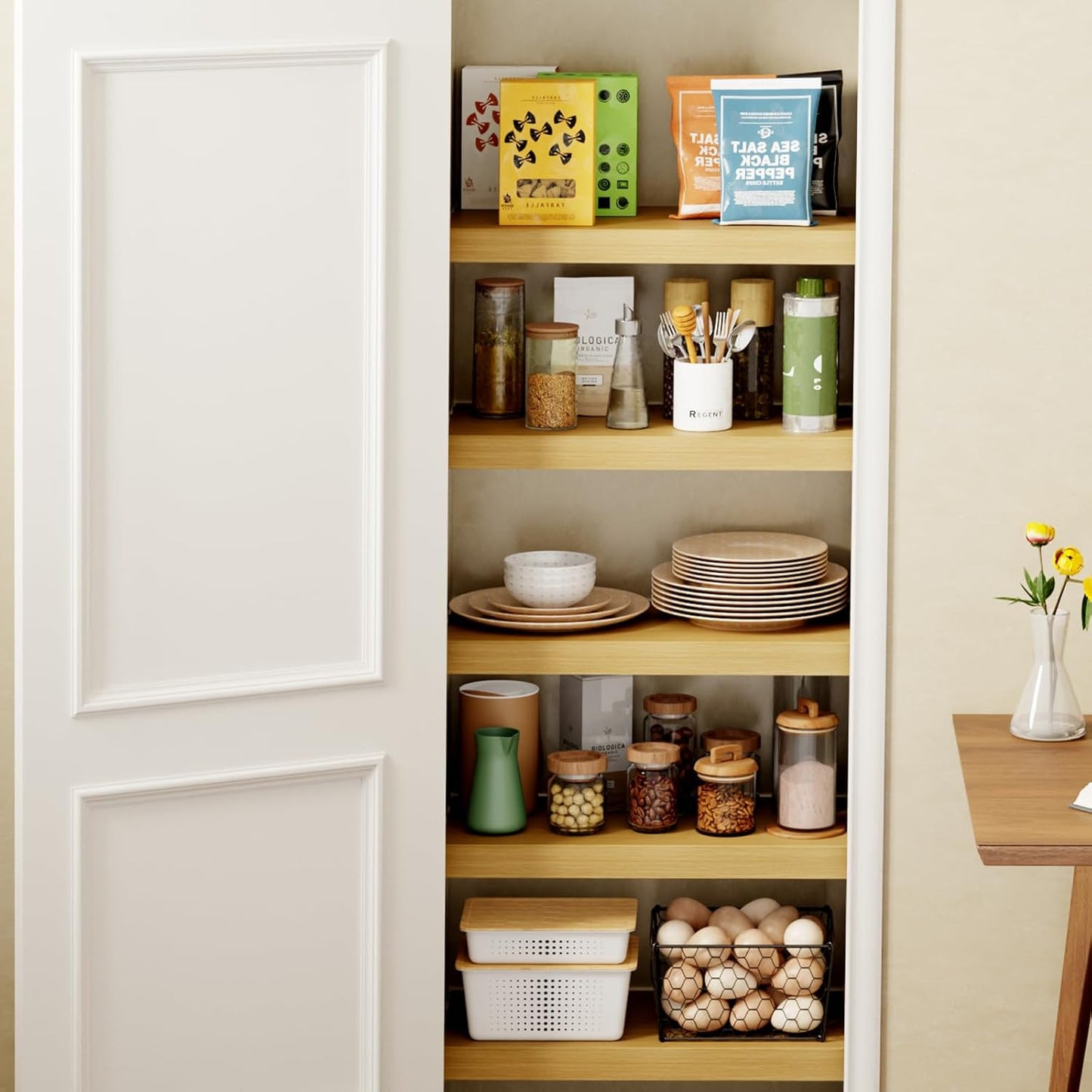Faux Wood Grain Wire Rack Covers for Pantry
