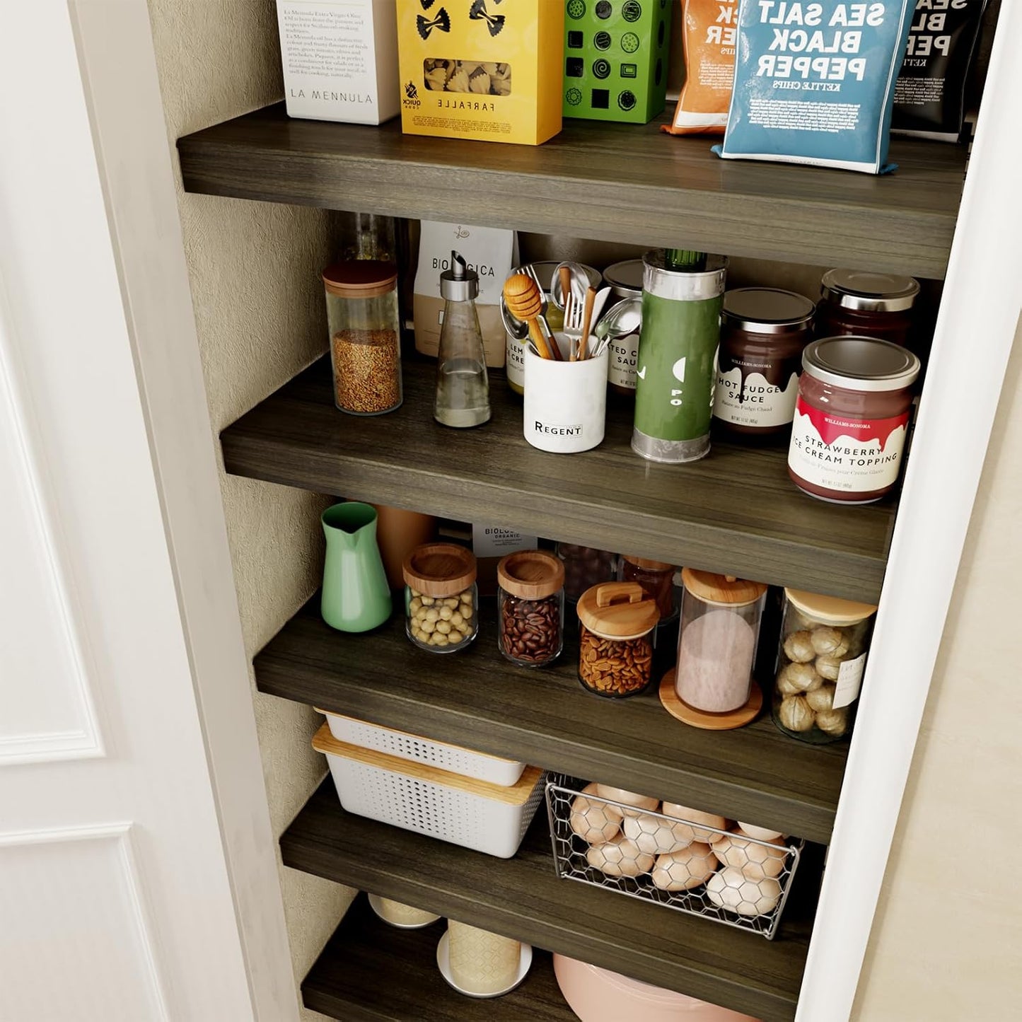 Faux Wood Grain Wire Rack Covers for Pantry