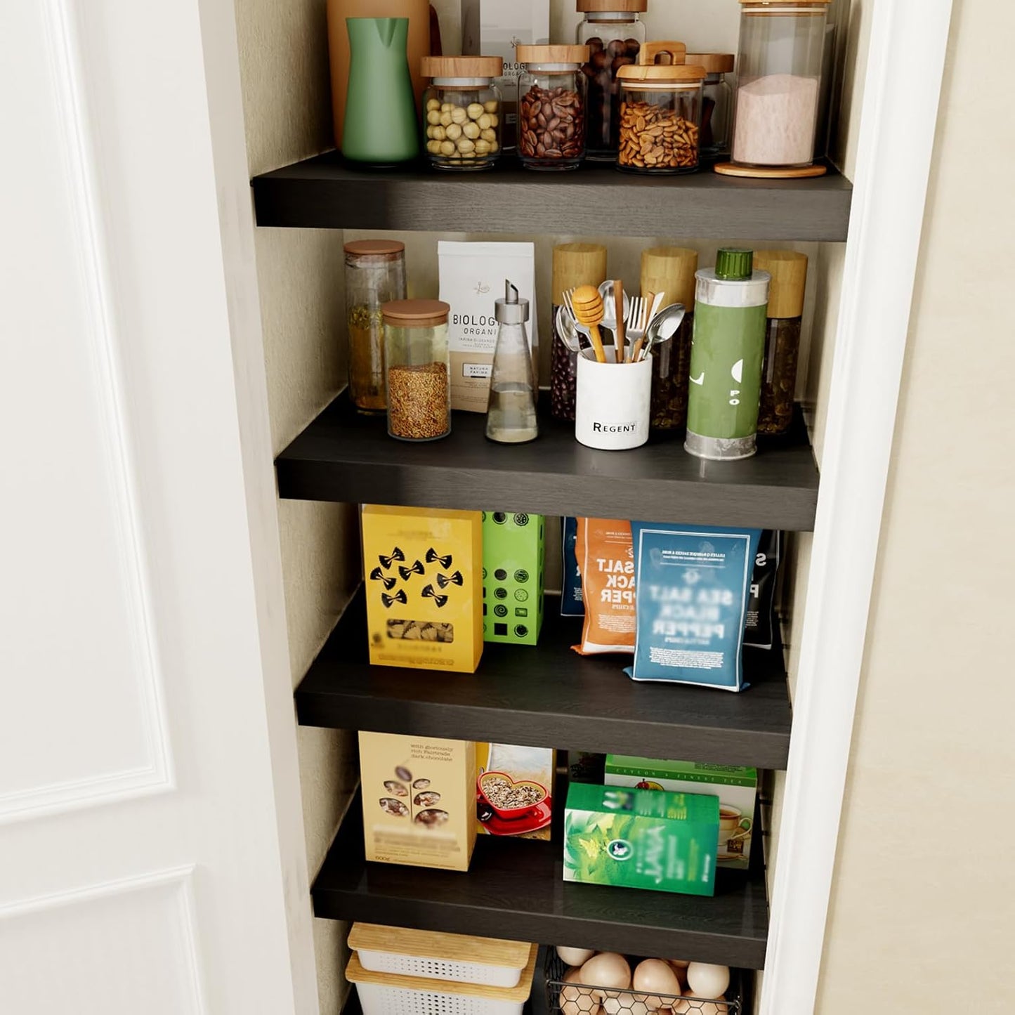 Faux Wood Grain Wire Rack Covers for Pantry