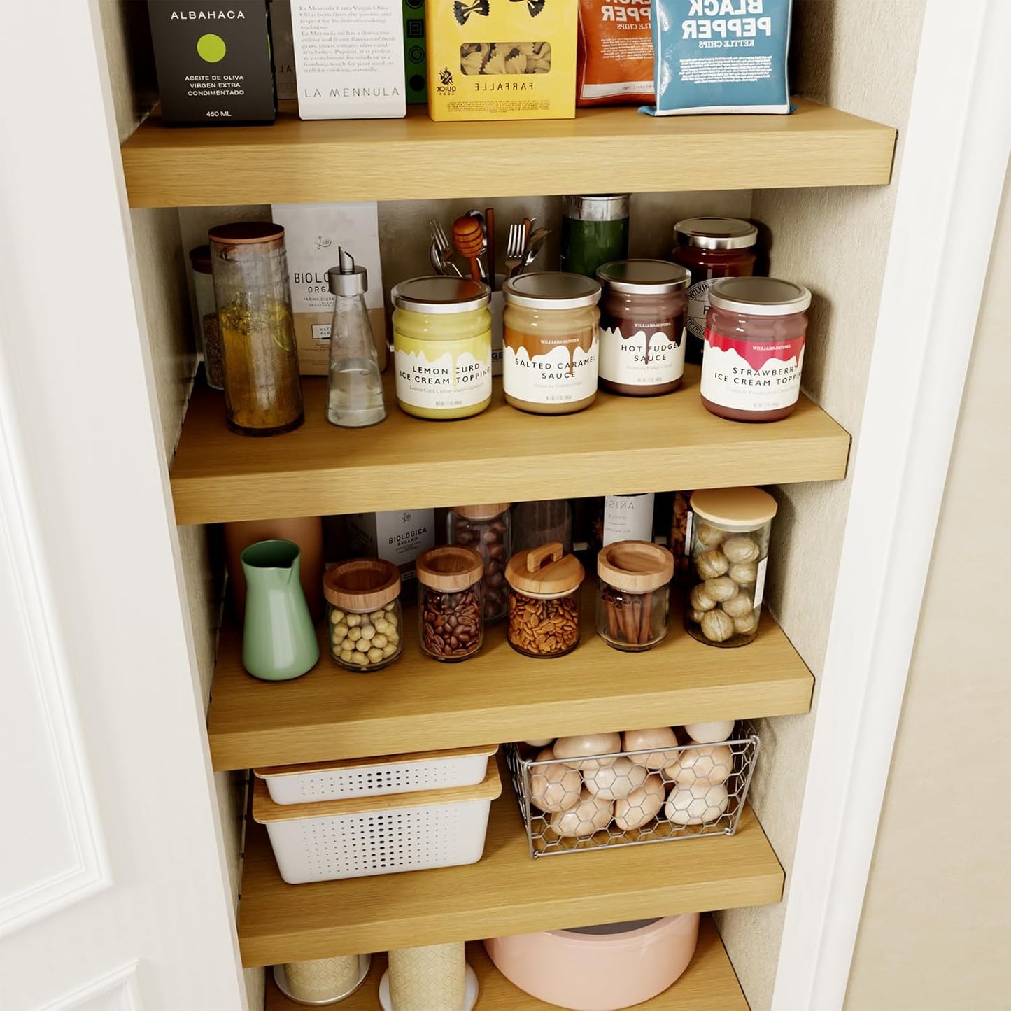 Faux Wood Grain Wire Rack Covers for Pantry