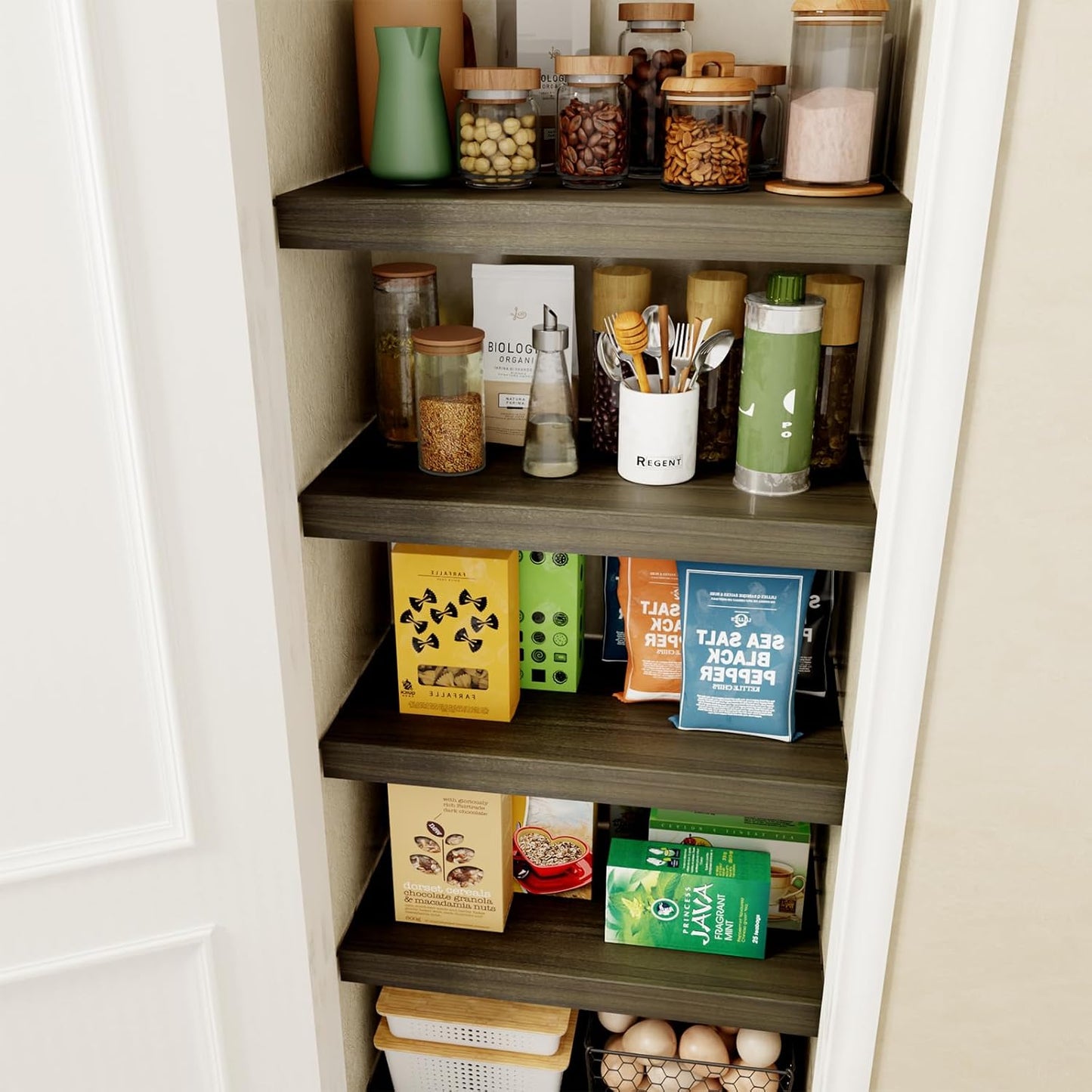 Faux Wood Grain Wire Rack Covers for Pantry