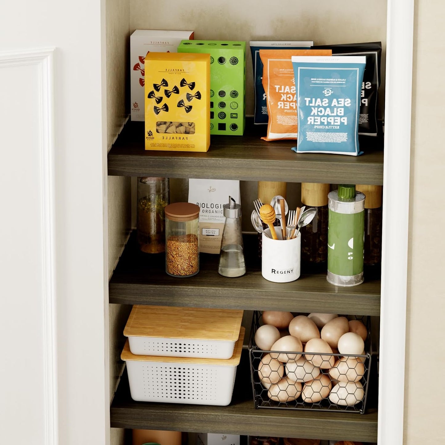 Faux Wood Grain Wire Rack Covers for Pantry