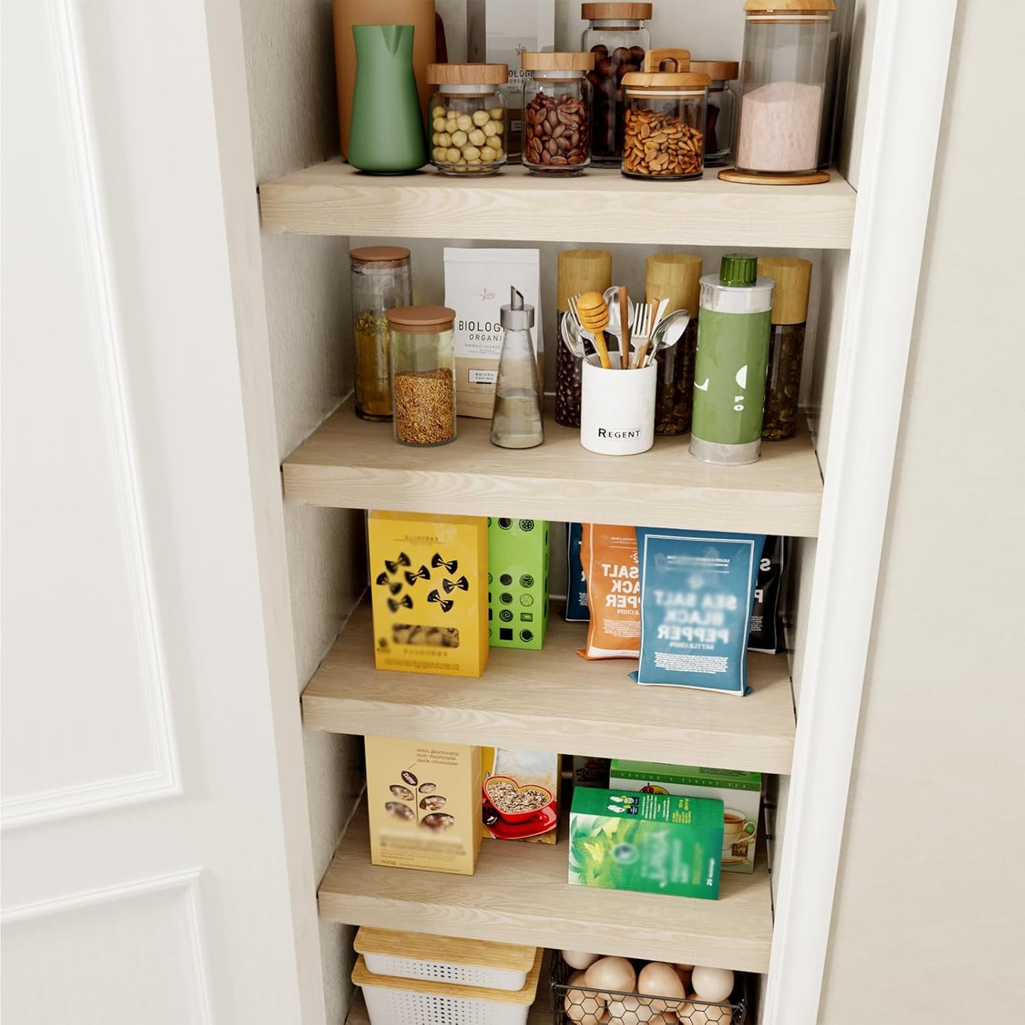 Faux Wood Grain Wire Rack Covers for Pantry