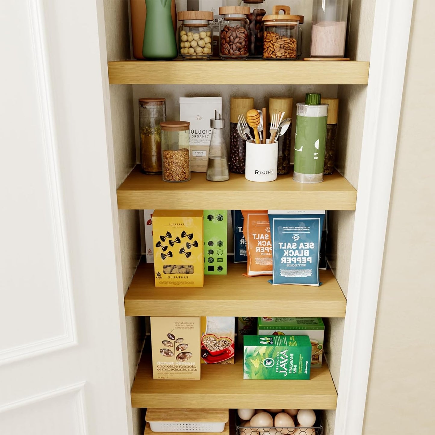 Faux Wood Grain Wire Rack Covers for Pantry