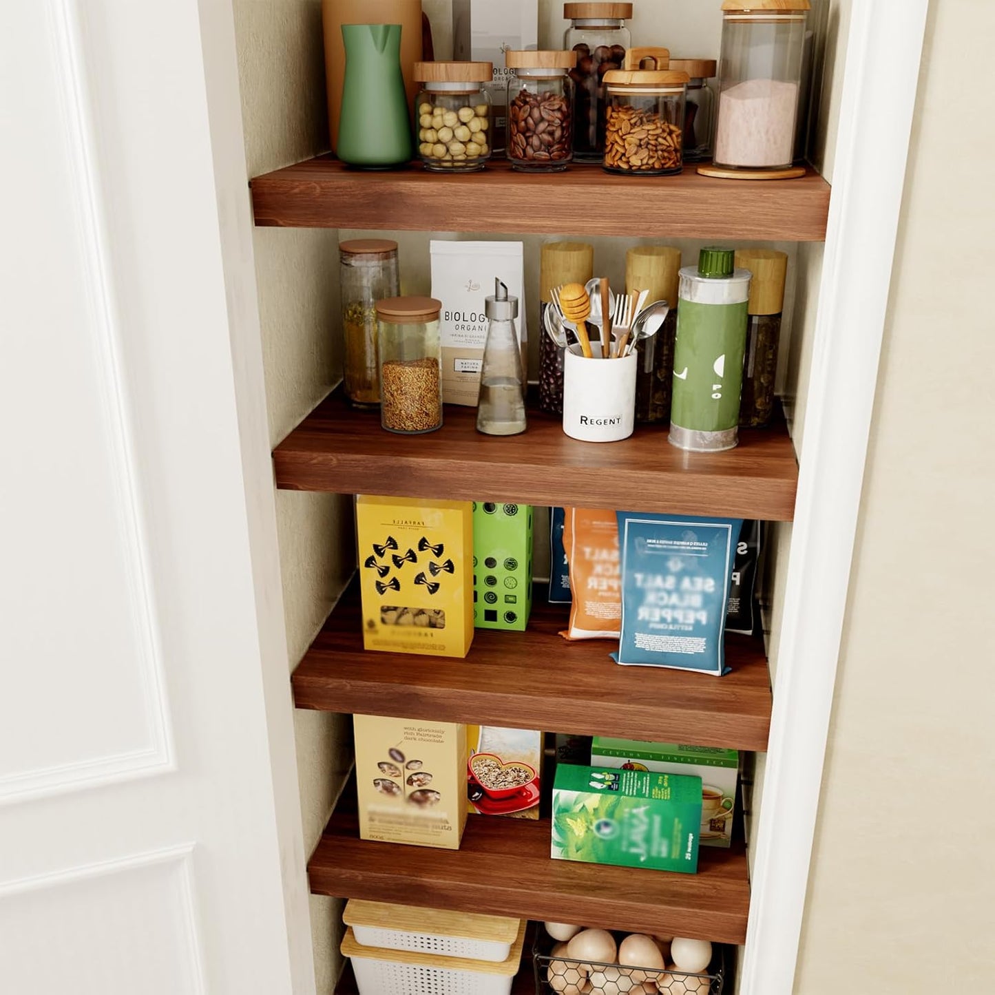 Faux Wood Grain Wire Rack Covers for Pantry