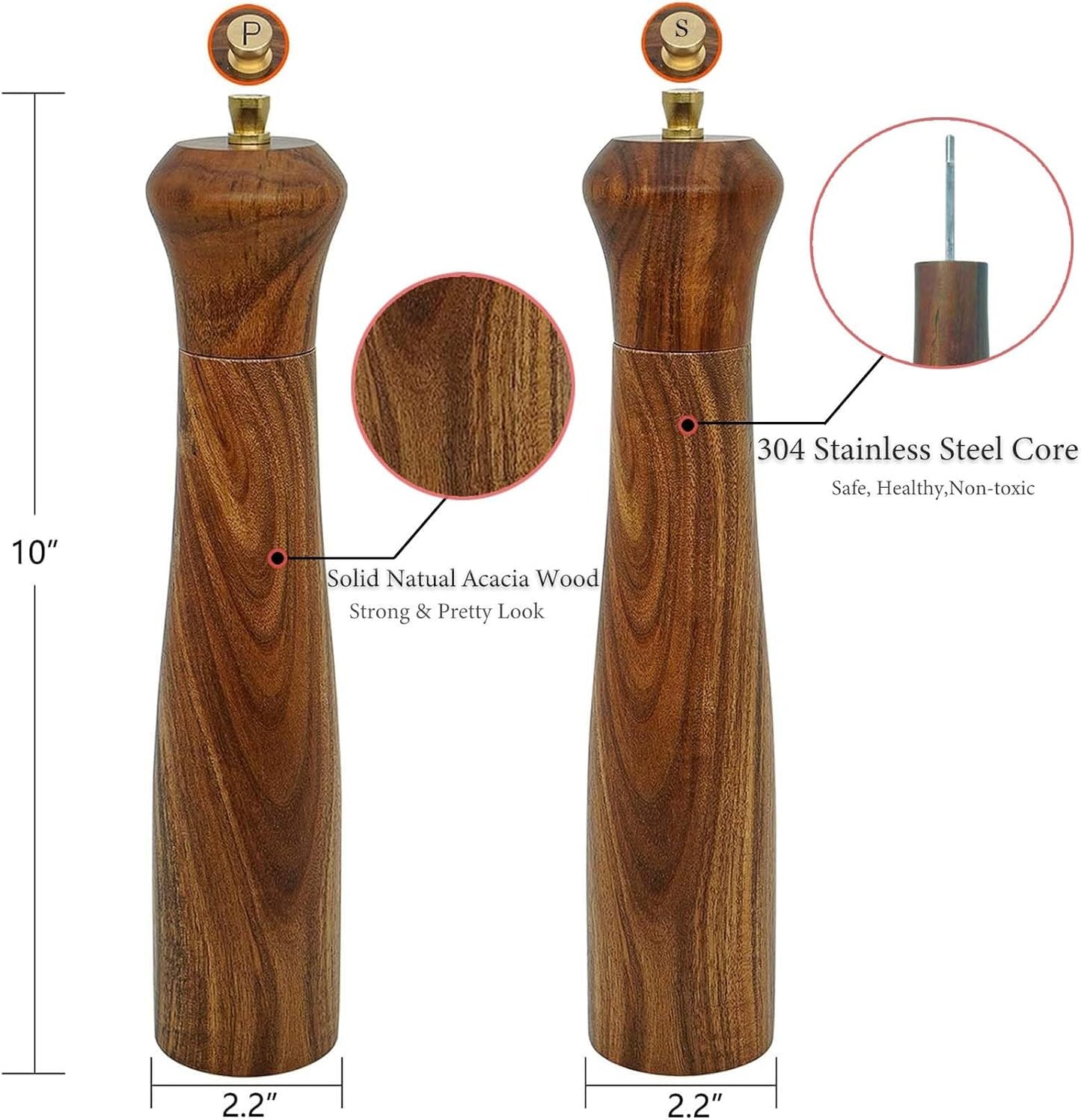 Manuel Wooden Salt and Pepper Grinder Set