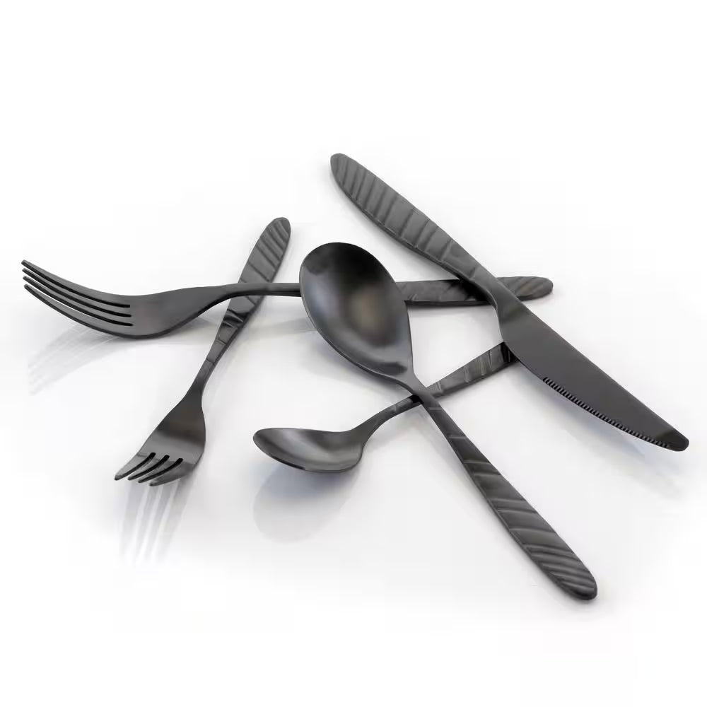 20-Piece Matte Black Stainless Steel Flatware Set (Service for 4)