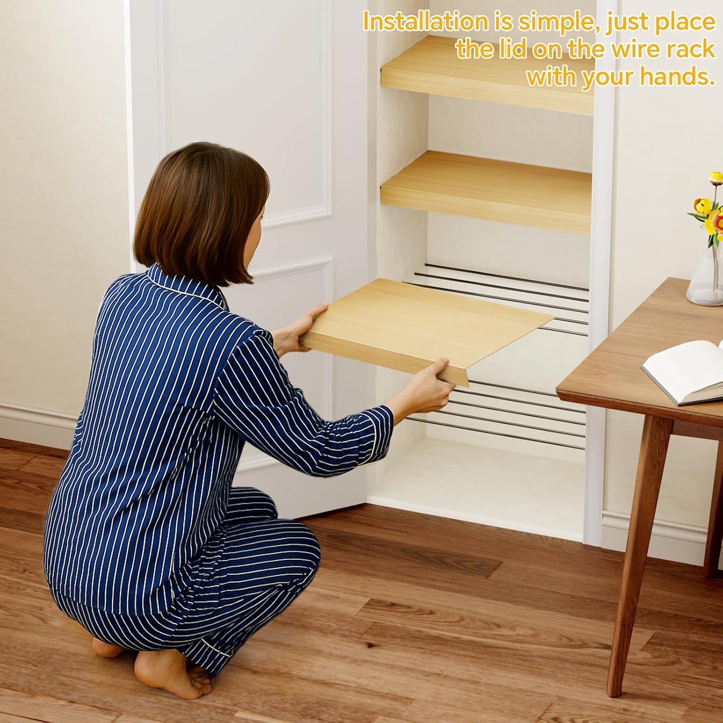 Faux Wood Grain Wire Rack Covers for Pantry