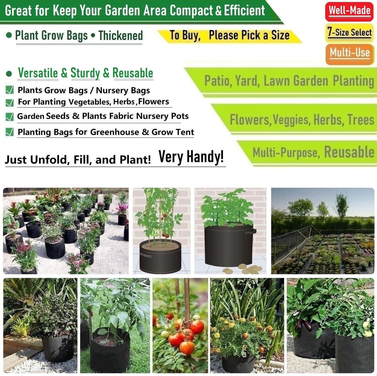 Fabric Thickened Plant Grow Bags 5PC