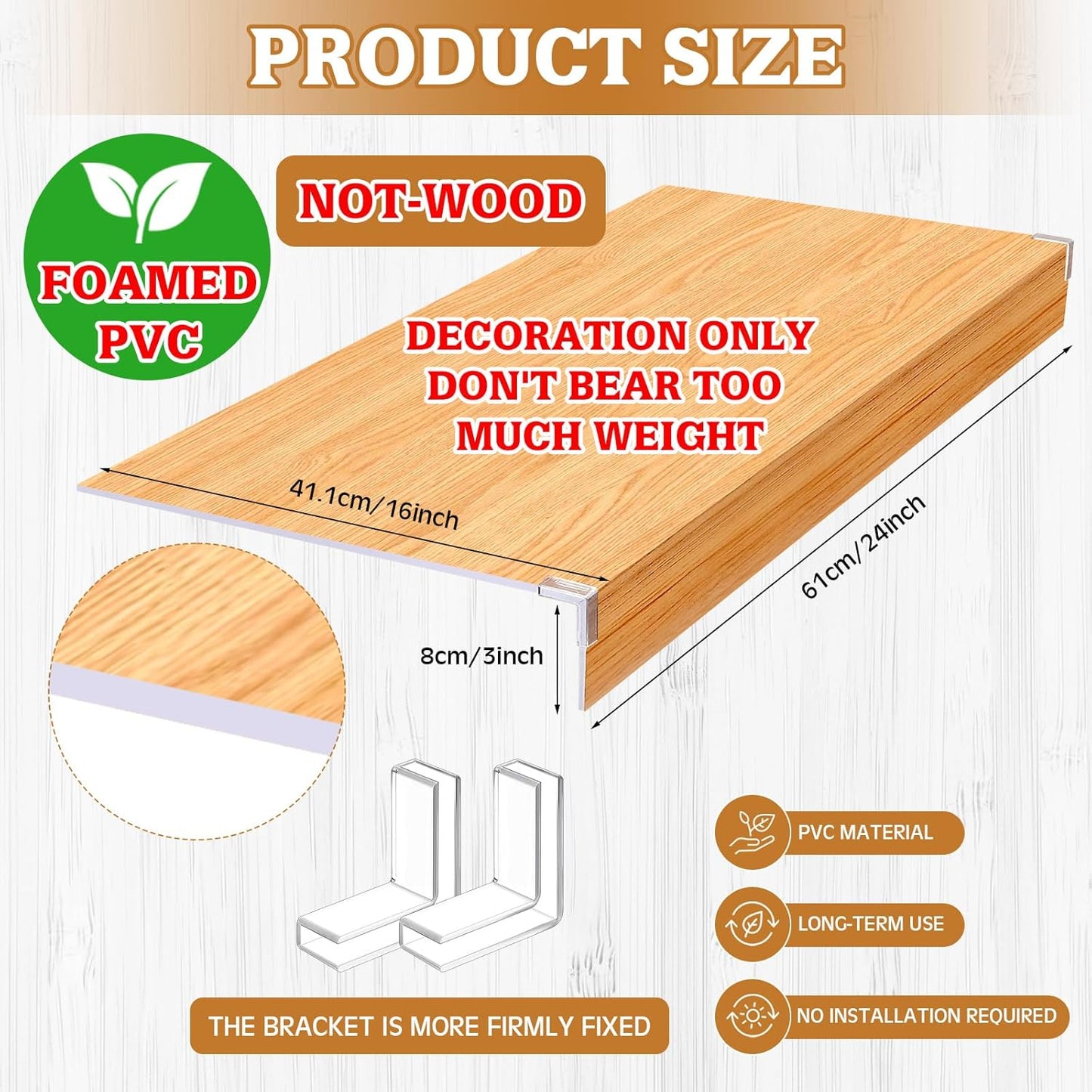 Faux Wood Grain Wire Shelf Covers 5 PC