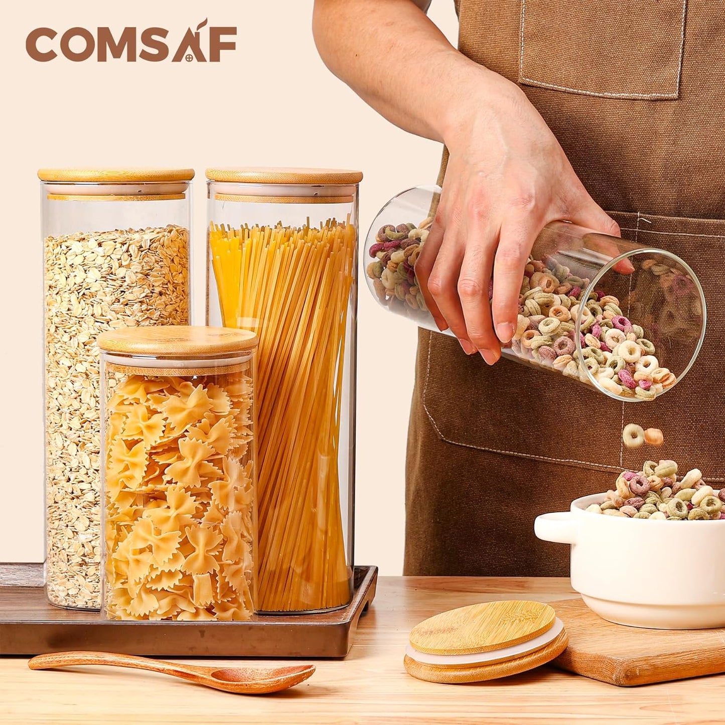 Glass Storage Container with Bamboo Lids