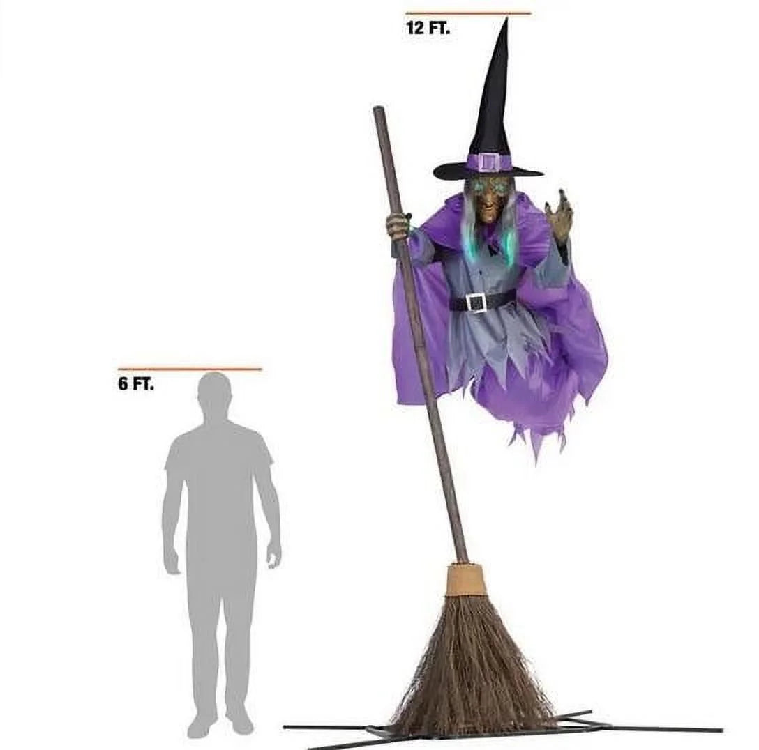 Halloween Props Garden Flying Witch Terror Flying Witch 12 FT